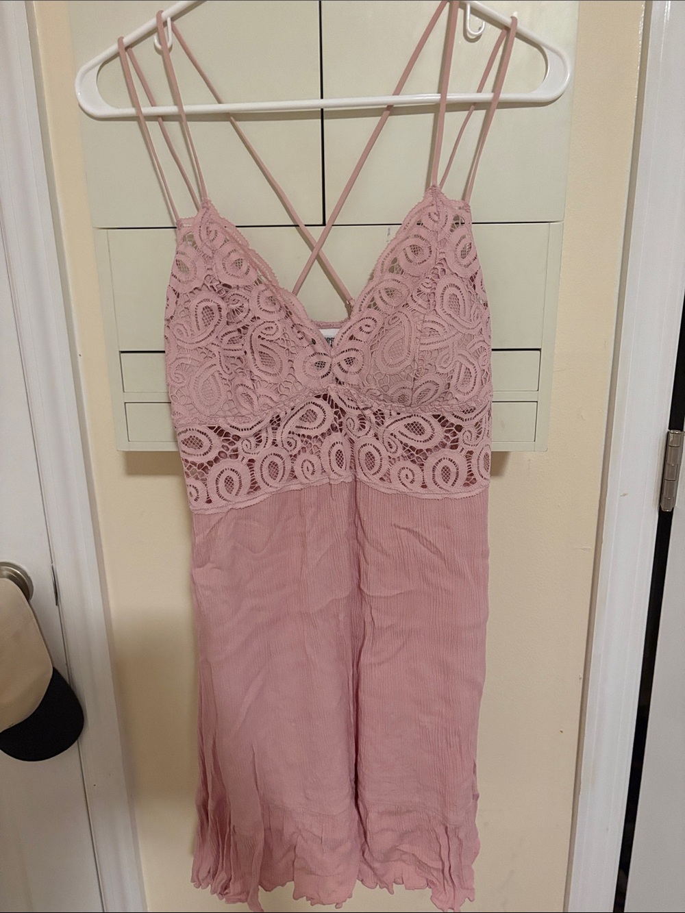 PINK Victoria's Secret Mauve Lace-Trim Slip Dress
